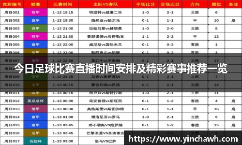今日足球比赛直播时间安排及精彩赛事推荐一览